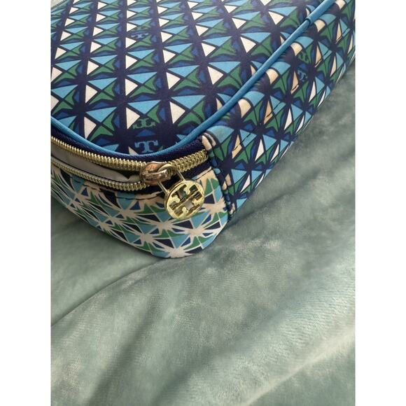 Tory Burch Target Nieman Marcus Blue Geometric Insulated Lunch Box Top Handle - Picture 3 of 6